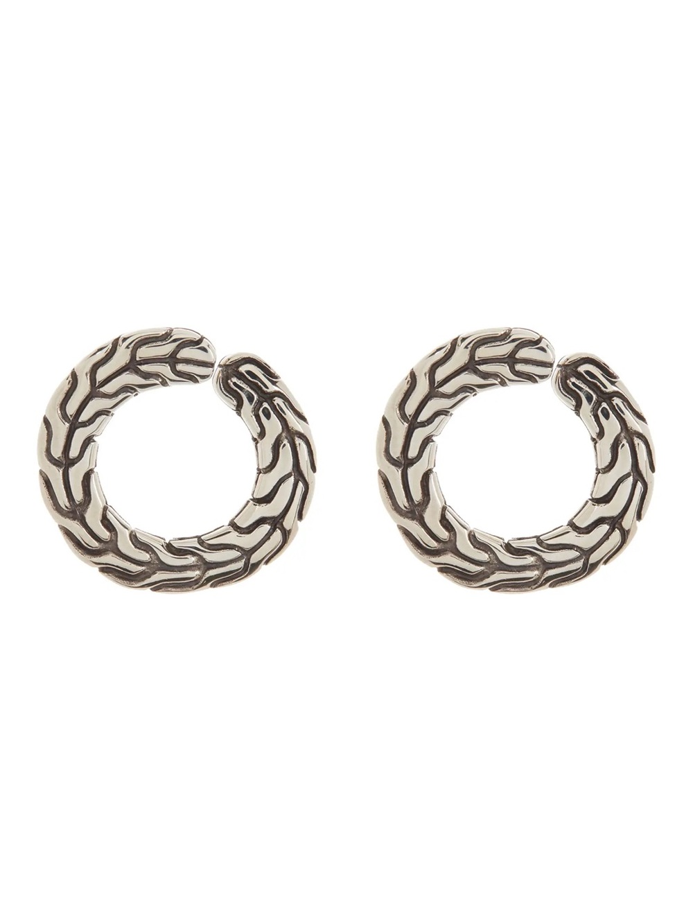 New John Hardy Sterling Silver Textured Open Circle Stud Earrings $399 Authentic